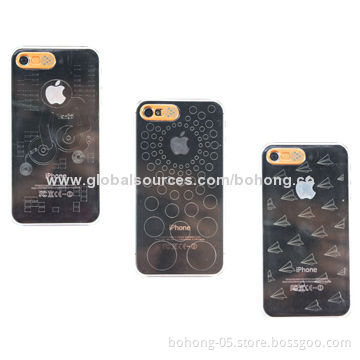 Laser-etching Transparent Switch PC Cases for iPhone 4S, Different Colors and Designs Available